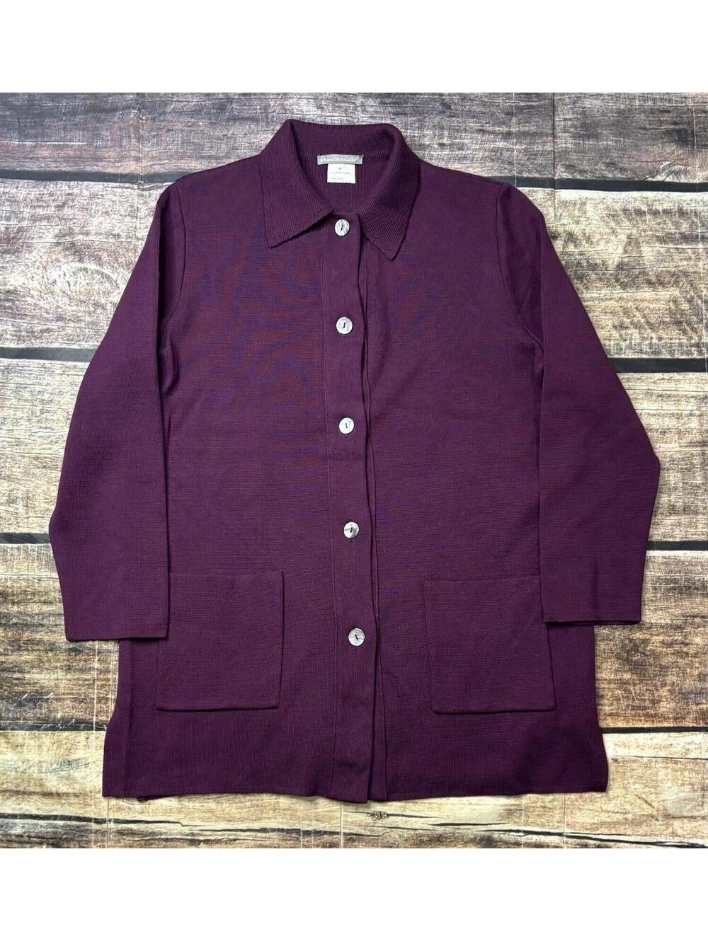 Marronetto Cardigan Sweater Womens IT 46 2XL Merino Wool Button Pockets Italy